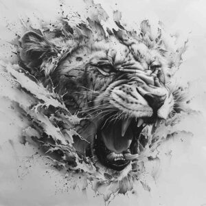 lion-with-paws – tattoo design ideas free ai generated – realism-soft-focus – for-elbow – Gallery: lions-inkby-ai