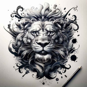 lion-with-power – tattoo design ideas free ai generated – realism-skin-realism – for-biceps – Gallery: lions-inkby-ai