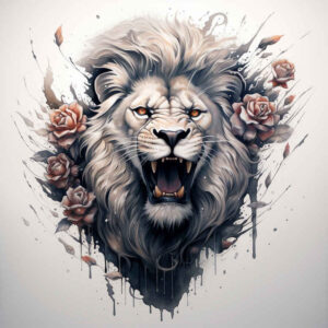 lion-with-power – tattoo design ideas free ai generated – surrealism-imaginative – for-forearm – Gallery: lions-inkby-ai