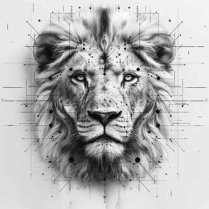 lion-with-shading – tattoo design ideas free ai generated – realism-realistic-lighting – for-upper-chest – Gallery: lions-inkby-ai