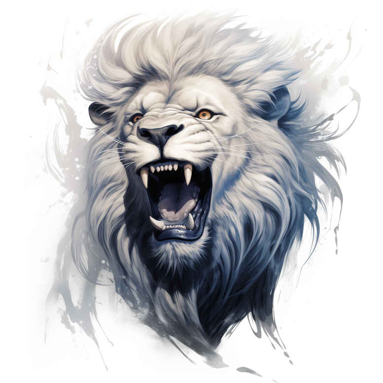 lion-with-shading – tattoo design ideas free ai generated – surrealism-blurred-edges – for-lower-thigh – Gallery: lions-inkby-ai