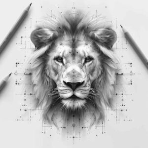 lion-with-stars – tattoo design ideas free ai generated – neotraditional-dynamic-color – for-scapula – Gallery: lions-inkby-ai