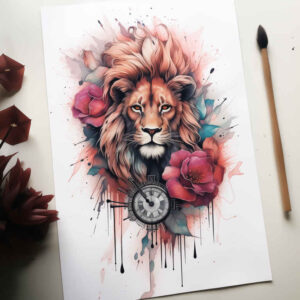lion-with-strength – tattoo design ideas free ai generated – realism-highlighted-contrast – for-upper-shoulder – Gallery: lions-inkby-ai