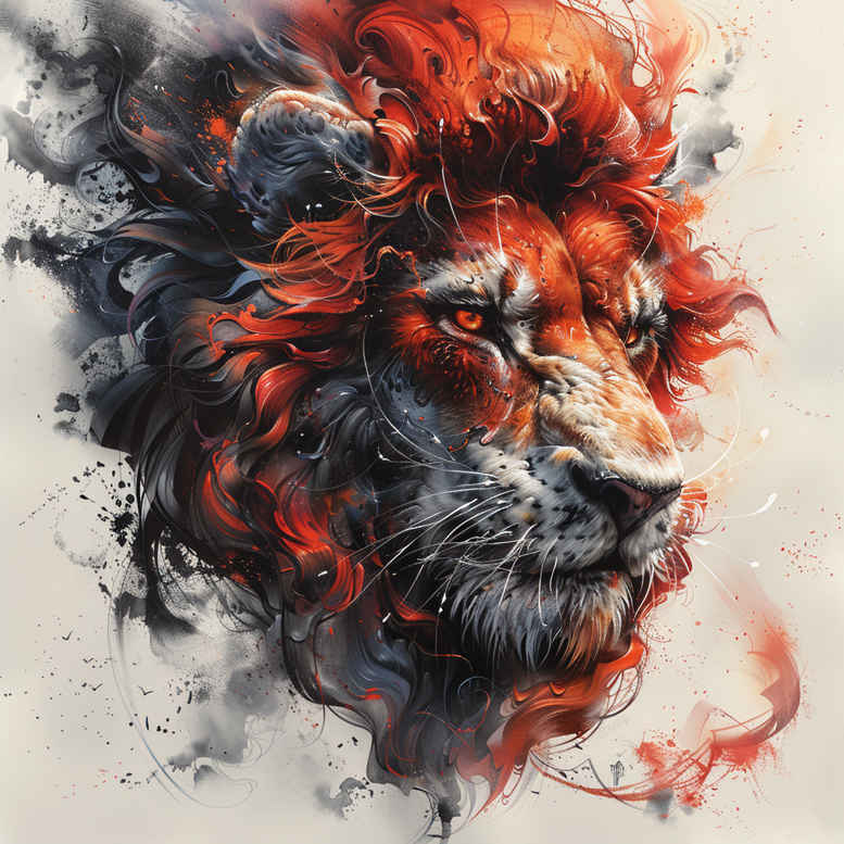 lion-with-tenderness – tattoo design ideas free ai generated – neotraditional-vintage-influence – for-outer-arm – Gallery: lions-inkby-ai