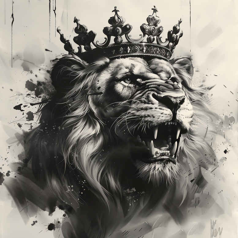 lion-with-tenderness – tattoo design ideas free ai generated – realism-contrast-ink – for-upper-arm – Gallery: lions-inkby-ai
