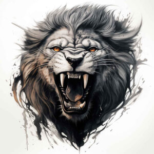 lion-with-tenderness – tattoo design ideas free ai generated – realism-life-like – for-inner-arm – Gallery: lions-inkby-ai