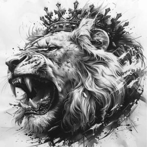 lions – tattoo design ideas free ai generated – neotraditional-bold-motifs – for-calf – Gallery: lions-inkby-ai