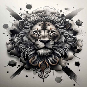 lions – tattoo design ideas free ai generated – neotraditional-clean-lines – for-chest – Gallery: lions-inkby-ai