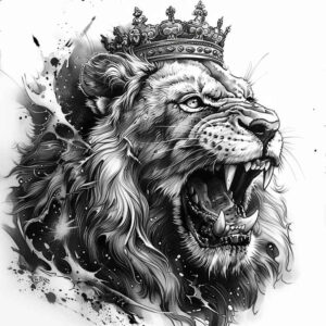majestic-lion – tattoo design ideas free ai generated – realism-photographic-quality – for-upper-arm – Gallery: lions-inkby-ai