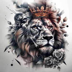 majestic-lion – tattoo design ideas free ai generated – realism-transparent-layer – for-shoulder – Gallery: lions-inkby-ai