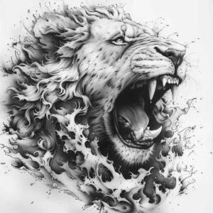 mystical-lion – tattoo design ideas free ai generated – realism-photo-realistic – for-chest – Gallery: lions-inkby-ai
