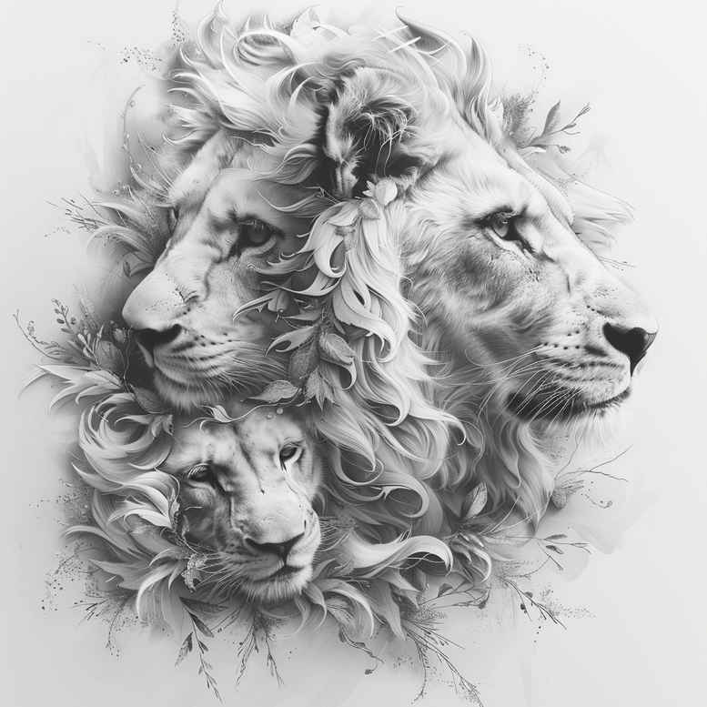symbol-of-strength – tattoo design ideas free ai generated – surrealism-enigmatic-light – for-toe – Gallery: lions-inkby-ai