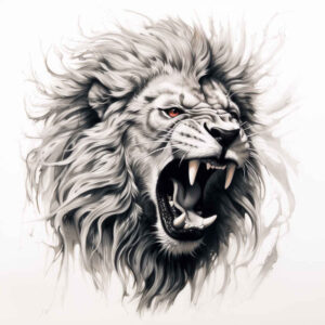 symbol-of-strength – tattoo design ideas free ai generated – surrealism-unearthly – for-upper-shoulder – Gallery: lions-inkby-ai