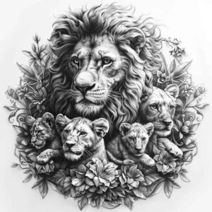 lions tattoo design ideas Realism clean background artistic for shin