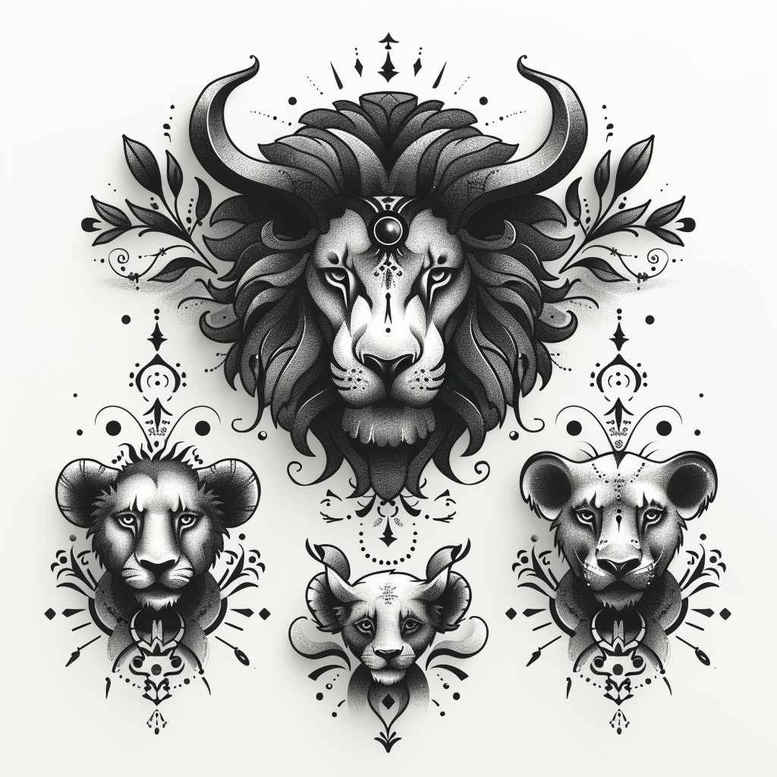 lions tattoo design ideas Surrealism visual paradox artistic meaning strength