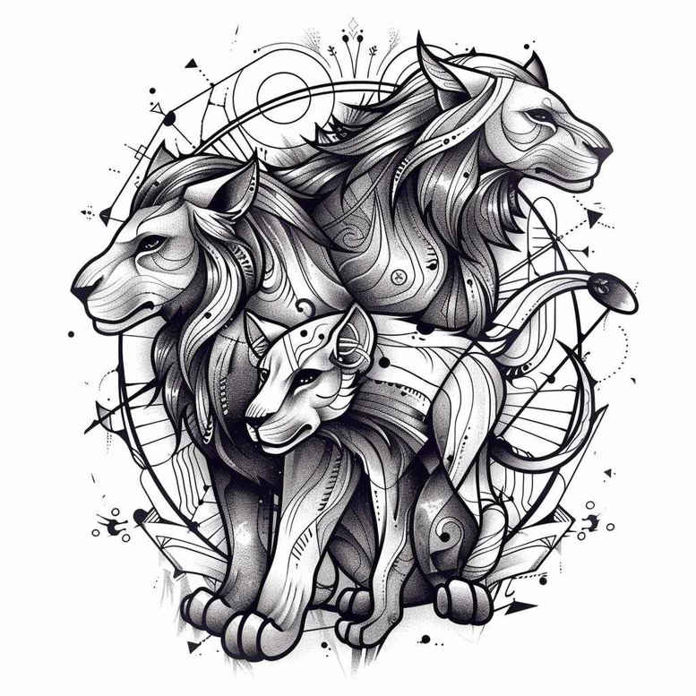lions tattoo design ideas geometric artistic resilience and power