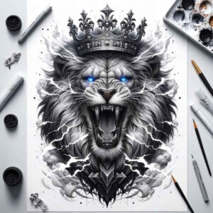 lions tattoo design ideas vibrant palette bold for neck