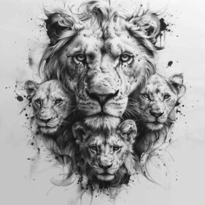 lions tattoo design ideas deep blacks bold lines for shoulder