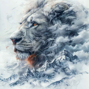 lions tattoo design ideas Surrealism shimmering forms detailed face for temple