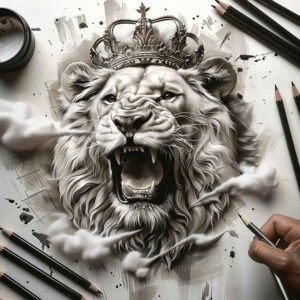 lions tattoo design ideas Surrealism phantasm detailed face perseverance and power