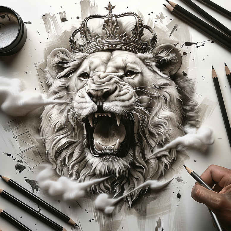 lions tattoo design ideas Surrealism phantasm detailed face perseverance and power