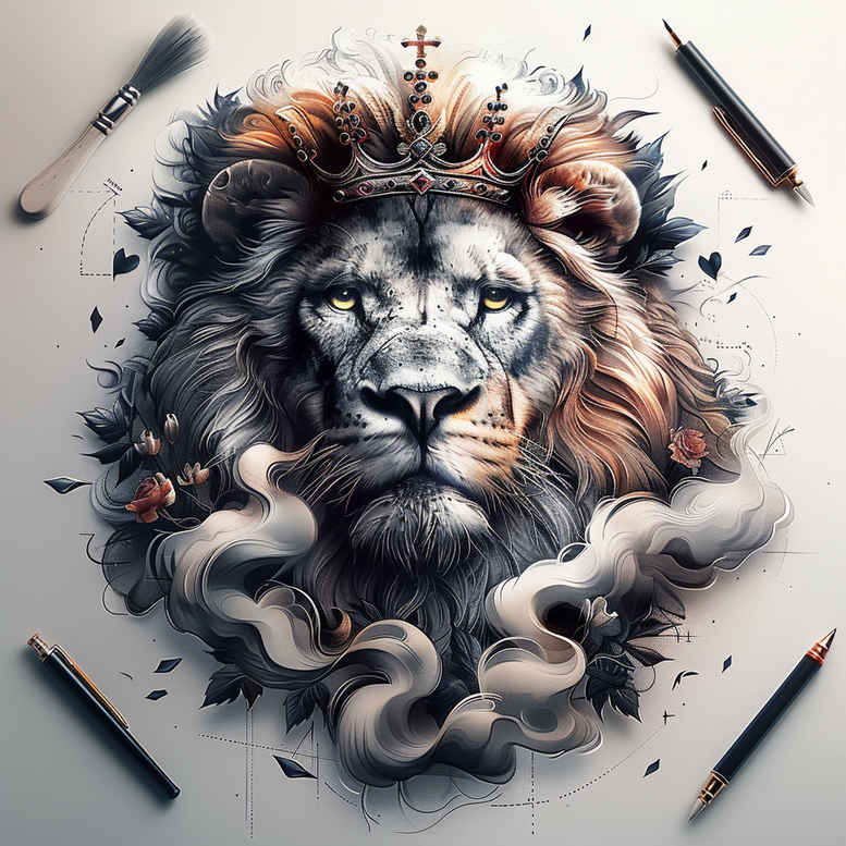lions tattoo design ideas dramatic lighting dynamic pose for upper back
