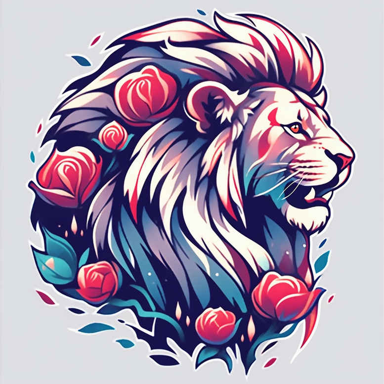 lions tattoo design ideas Surrealism translucent layers expressive for back of neck