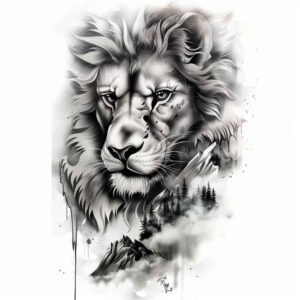lions tattoo design ideas textured fierce silhouette stands for endurance