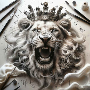 lions tattoo design ideas Surrealism fantasy-inspired guardian for neck