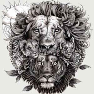 lions tattoo design ideas Realism refined lines layered fur stands for perseverance