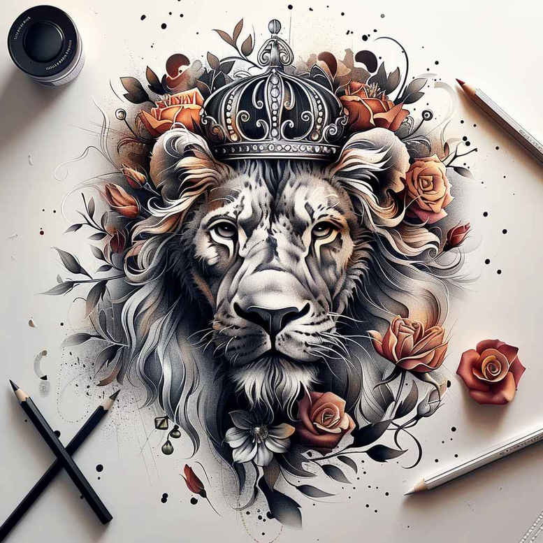 lions tattoo design ideas Realism skin texture majestic for foot
