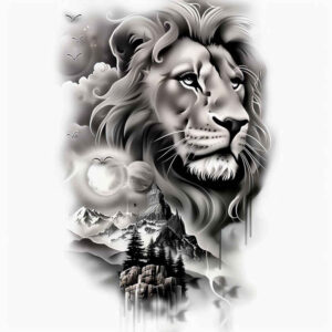 lions tattoo design ideas Surrealism visionary mane represents strength