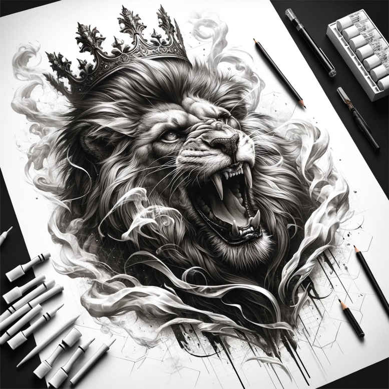 lions tattoo design ideas ornate muscular for abdomen