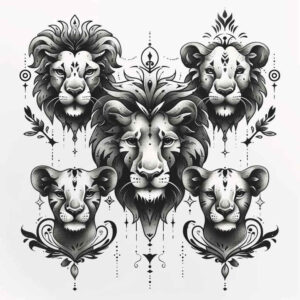 lions tattoo design ideas textural detail noble courage and power
