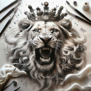 lions tattoo design ideas Surrealism fantastical protective for abdomen
