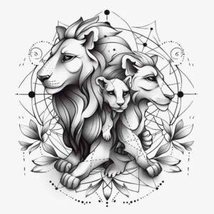 lions tattoo design ideas Realism realistic lighting protective spirit for abdomen