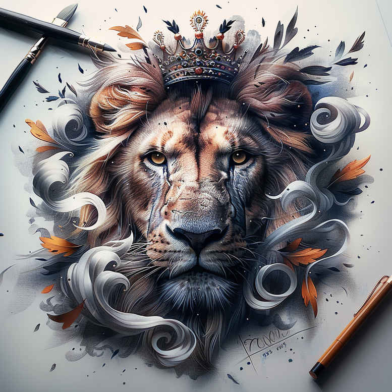 lions tattoo design ideas Surrealism visual paradox protective spirit for outer arm