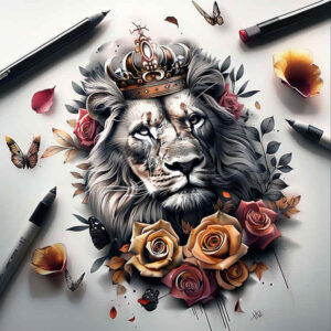 lions tattoo design ideas Realism studio quality protective spirit for stomach