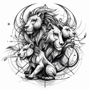 lions tattoo design ideas gradient fills protective spirit perseverance and power