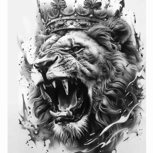 lions tattoo design ideas color blending roaring for upper chest
