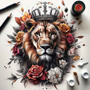 lions tattoo design ideas Surrealism metaphysical roaring represents courage