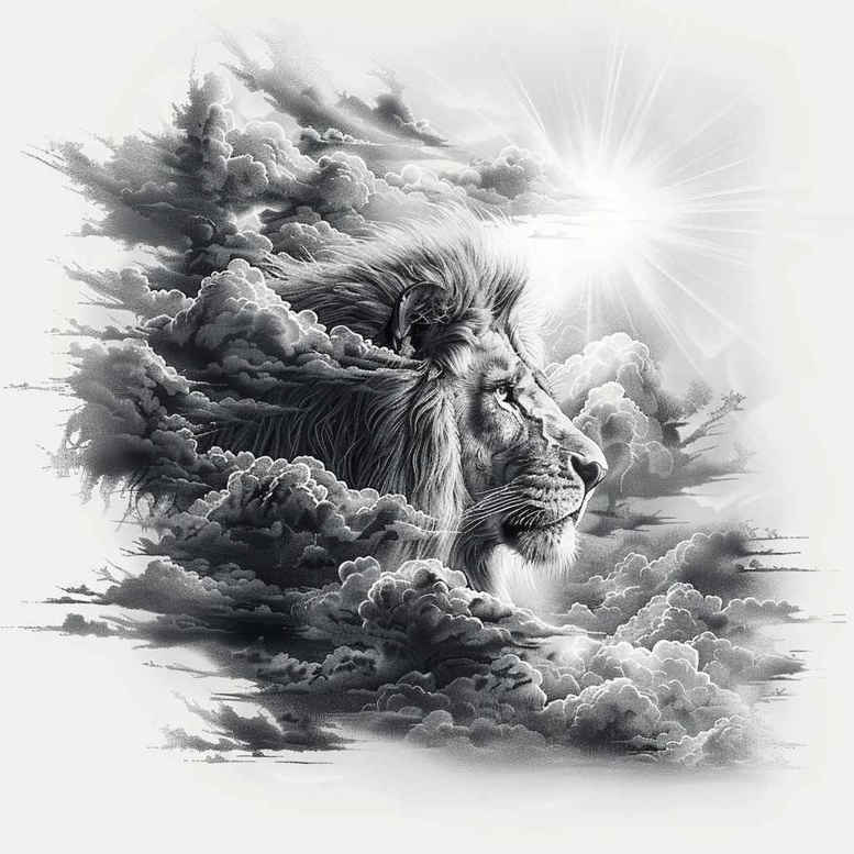 lions tattoo design ideas Surrealism ghostly shapes shadow play for collarbone