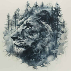 lions tattoo design ideas Surrealism unearthly shadow play for lower leg
