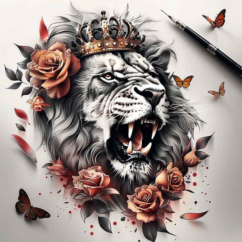 lions tattoo design ideas Surrealism ethereal glow sharp eyes for back