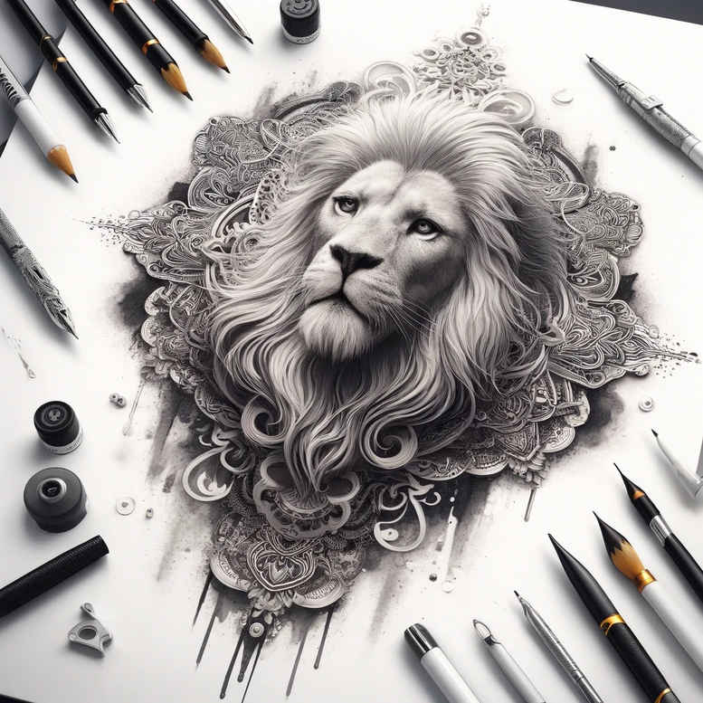 lions tattoo design ideas contrasting colors sharp eyes for forearm
