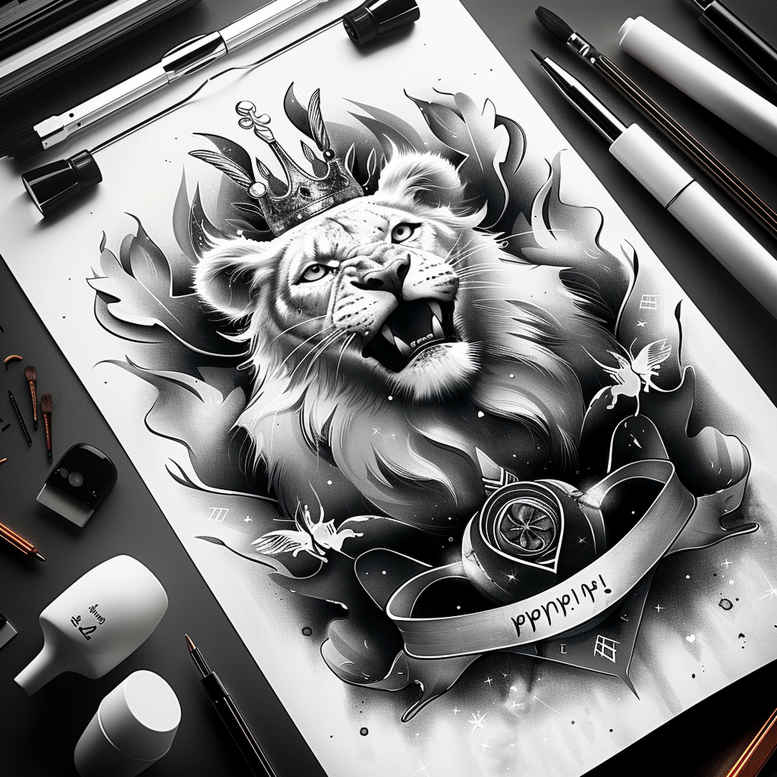 lions tattoo design ideas ultra-detailed sharp eyes for scapula