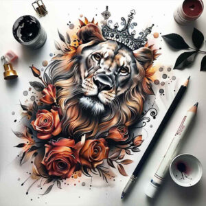 lions tattoo design ideas textural detail sharp eyes for shoulder blade