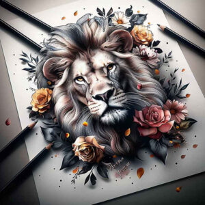lions tattoo design ideas Realism sharp focus sharp eyes for triceps