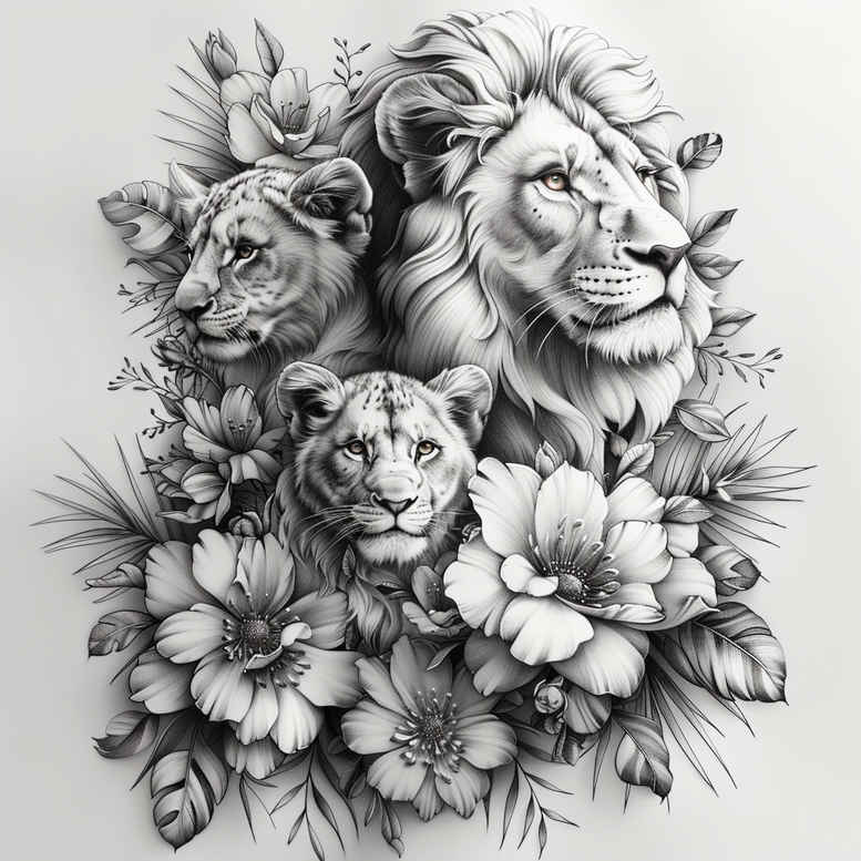 lions tattoo design ideas Realism micro detail sharp eyes stands for courage