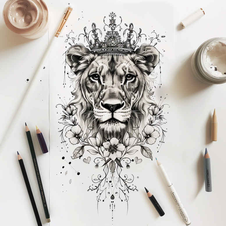lions tattoo design ideas expressive lines sharp eyes symbol of resilience